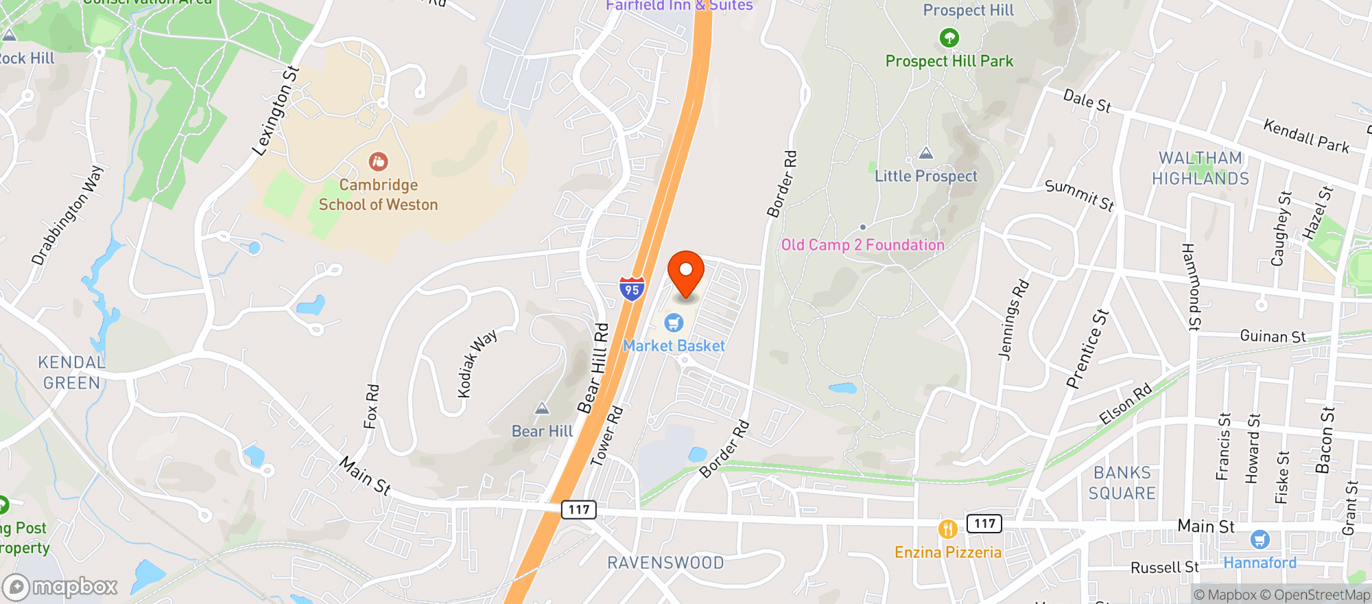 Map showing Mb Spirits Waltham