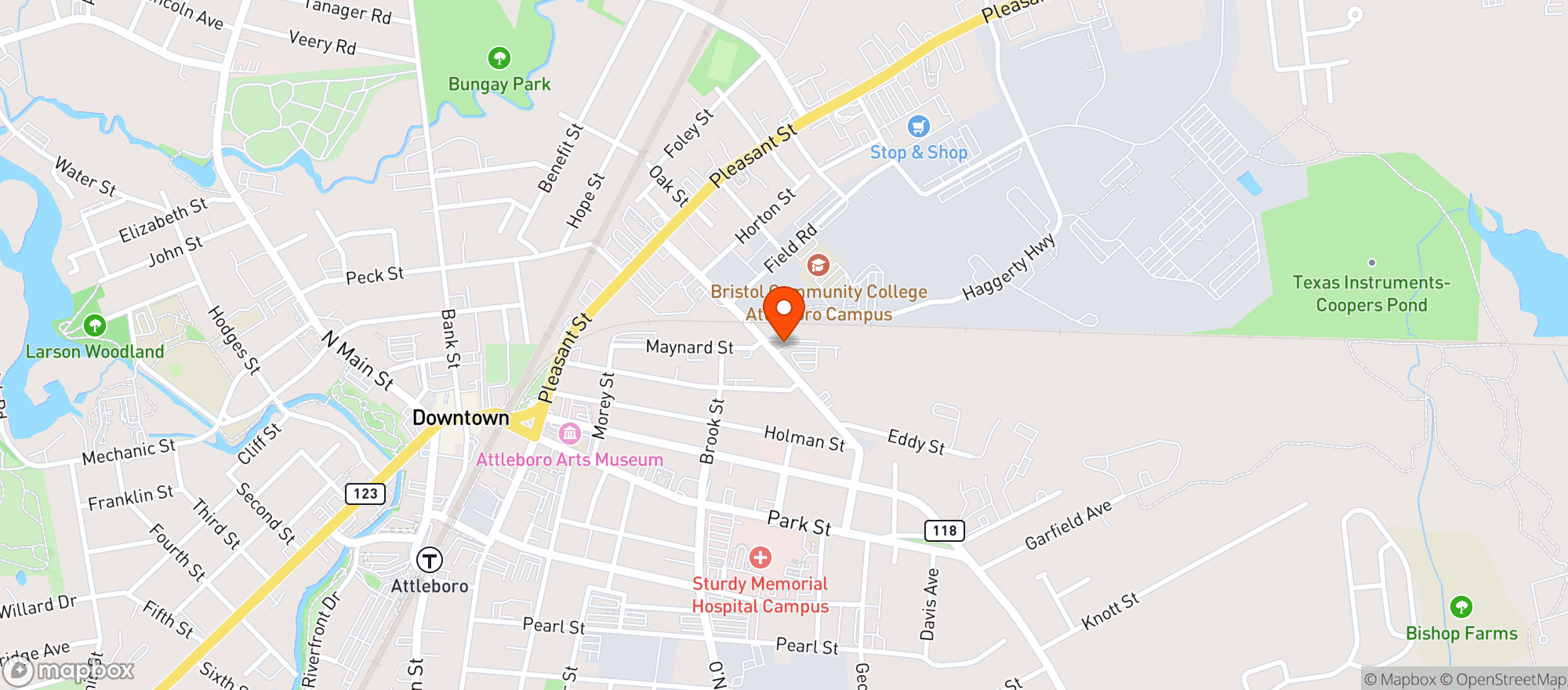Map showing TERPS Attleboro