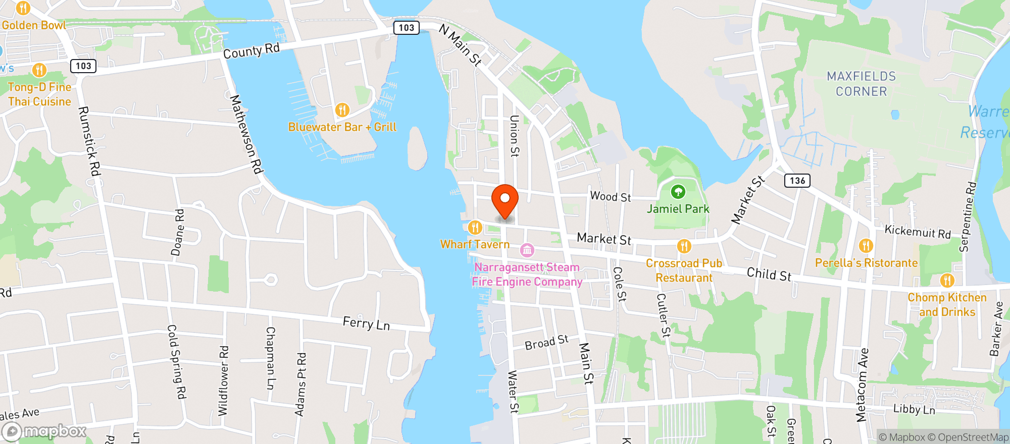 Map showing The Square Peg
