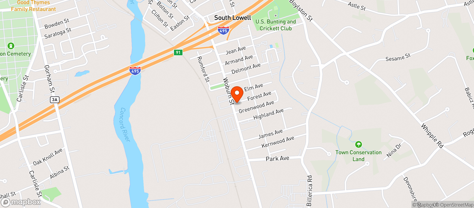 Map showing Andy's Convenience Tewksbury