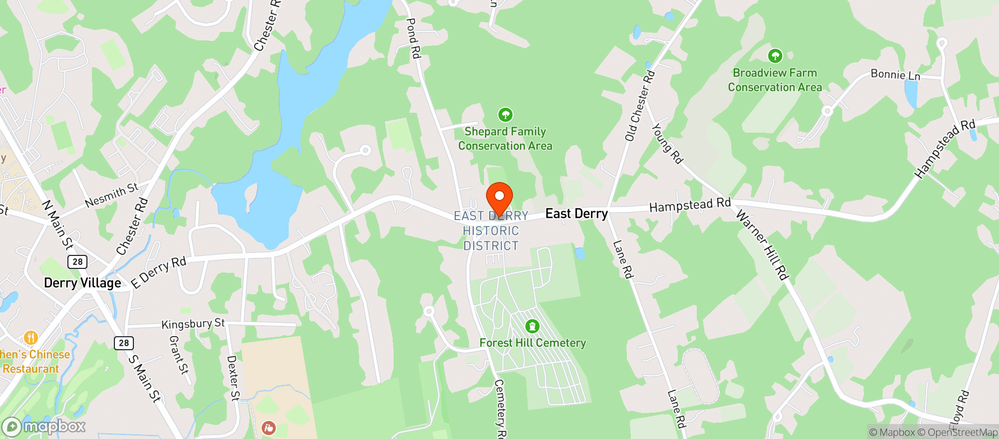 Map showing East Derry General Store