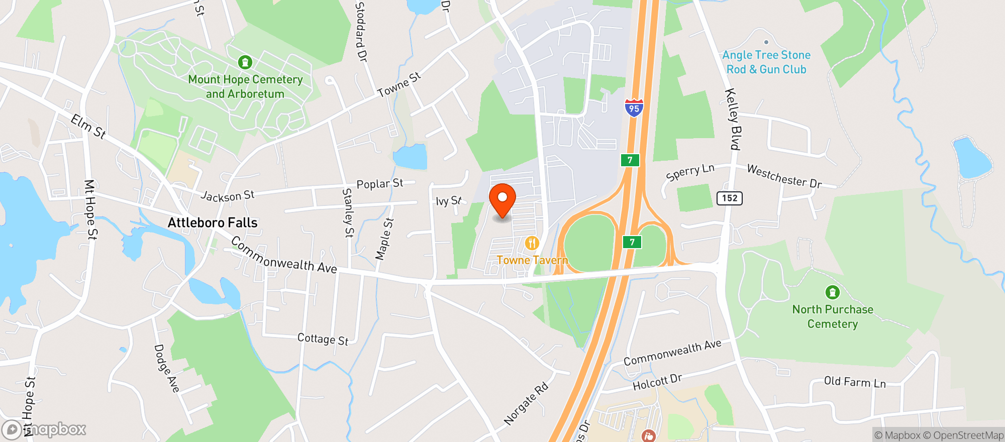 Map showing Shaws - 01412 - North Attleboro
