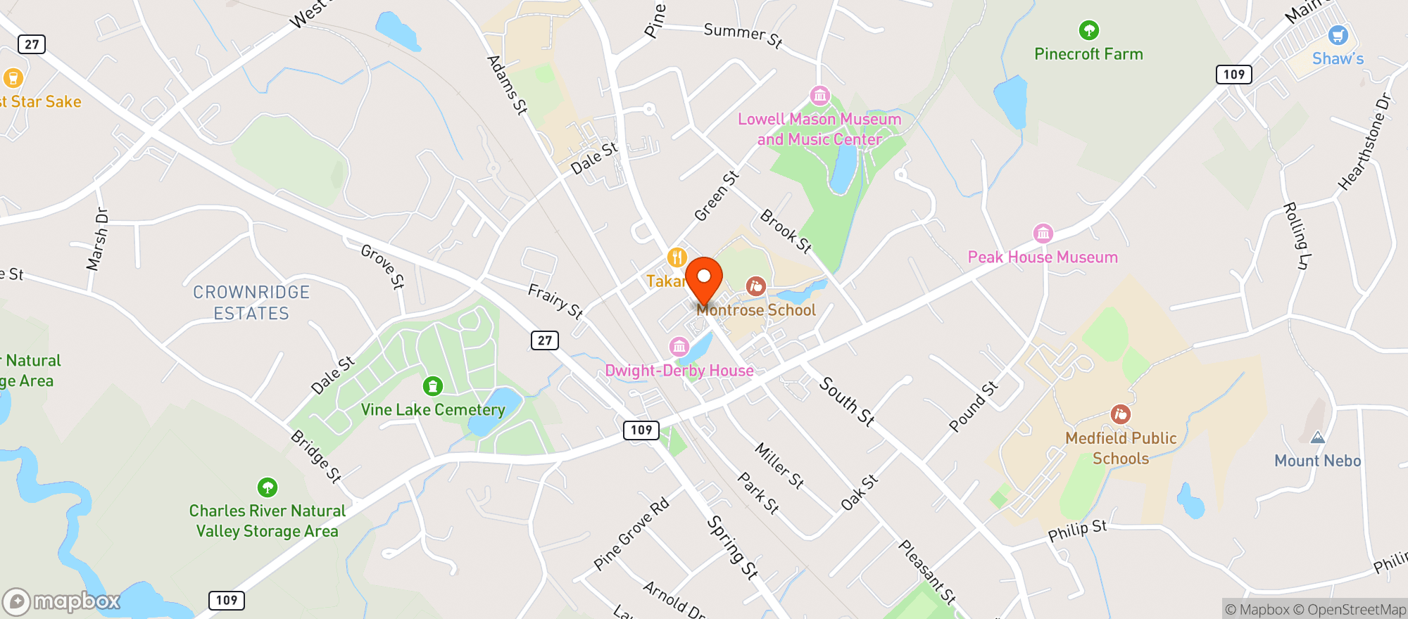 Map showing Larkins Package Store