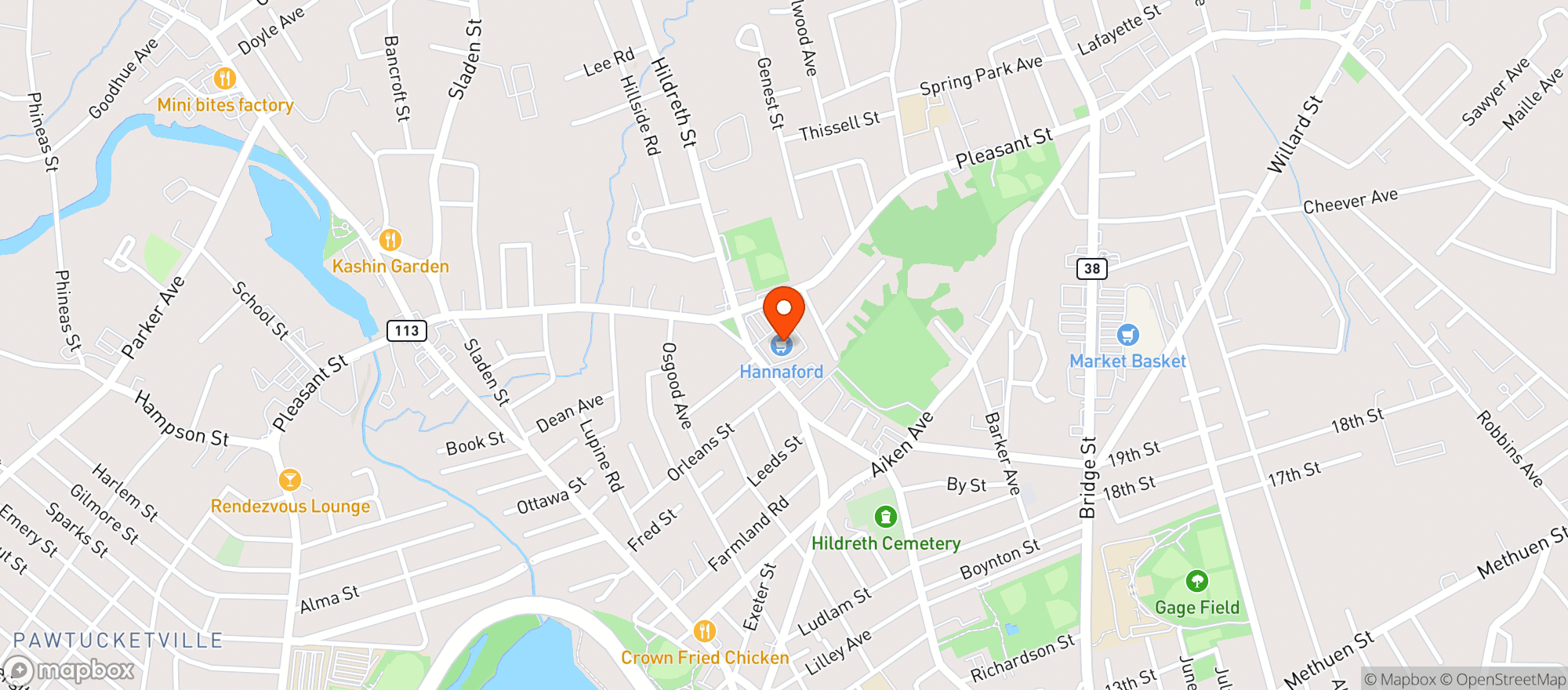 Map showing Hannaford Dracut