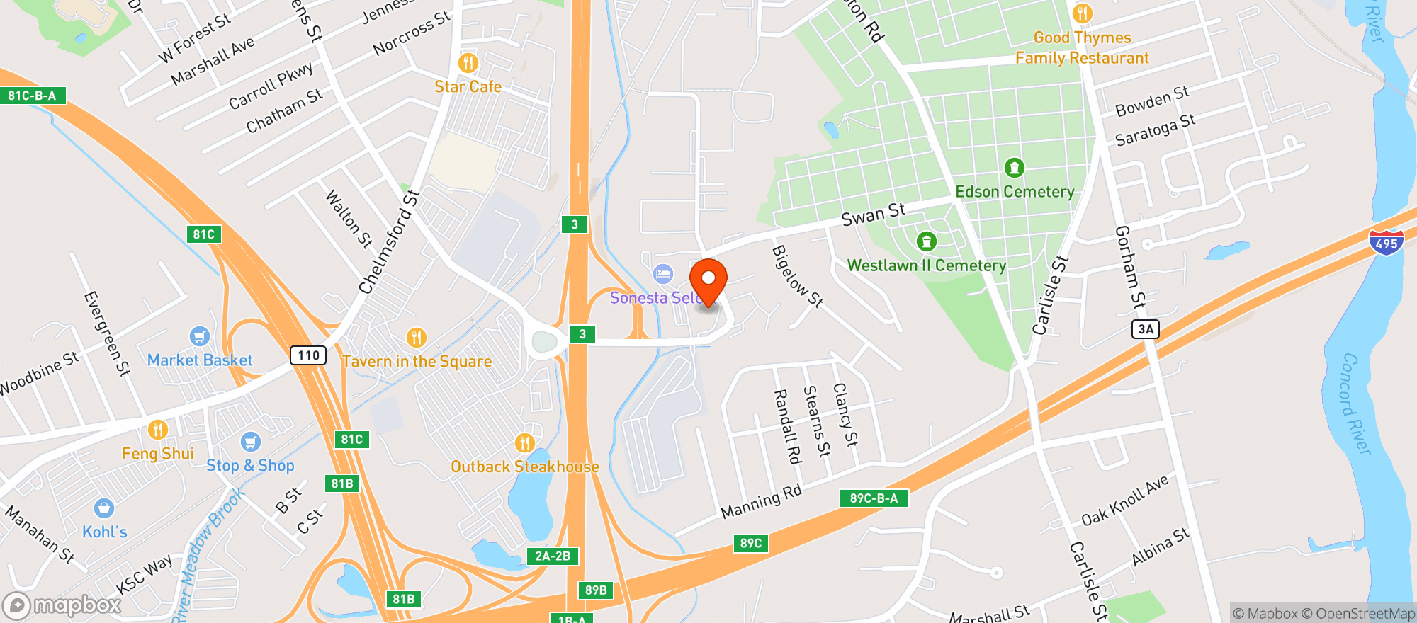 Map showing Cannabist - Lowell