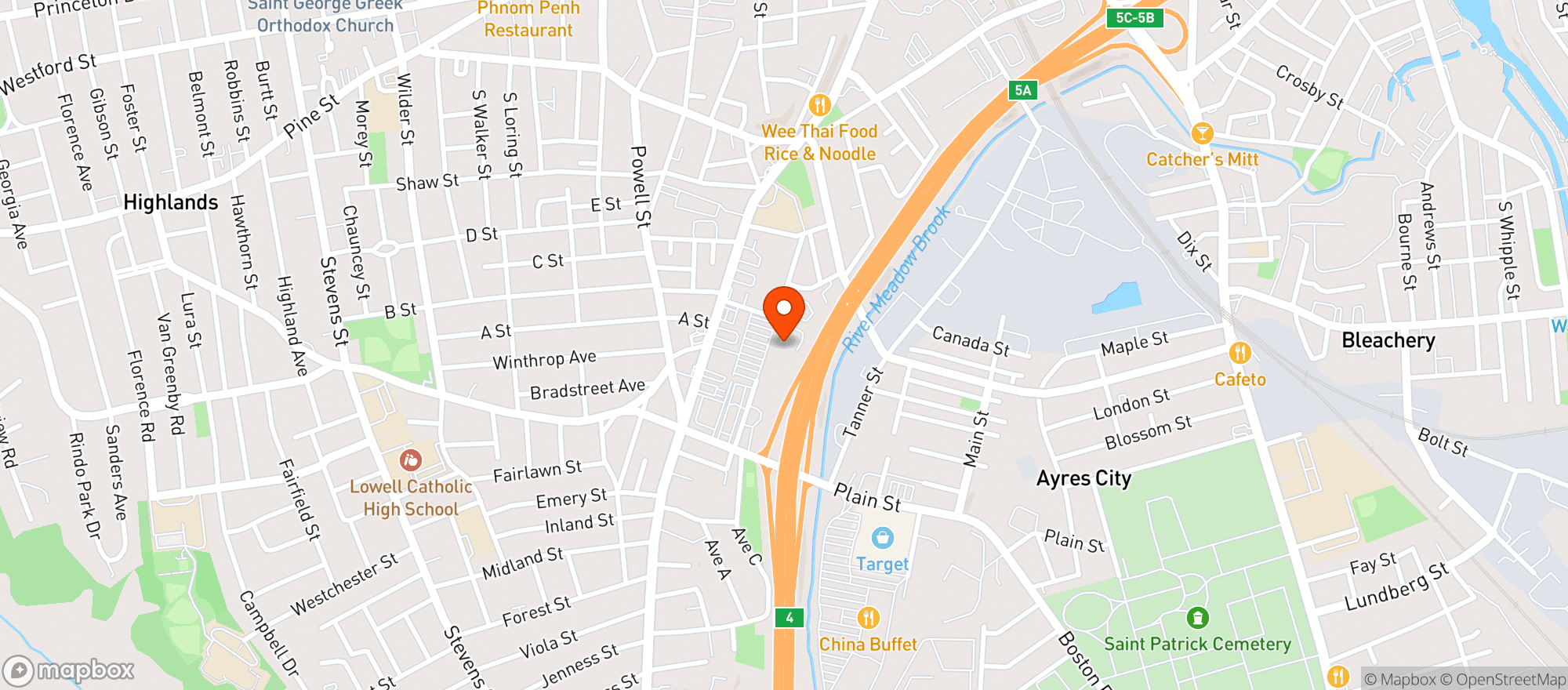 Map showing Mayflower (lowell)
