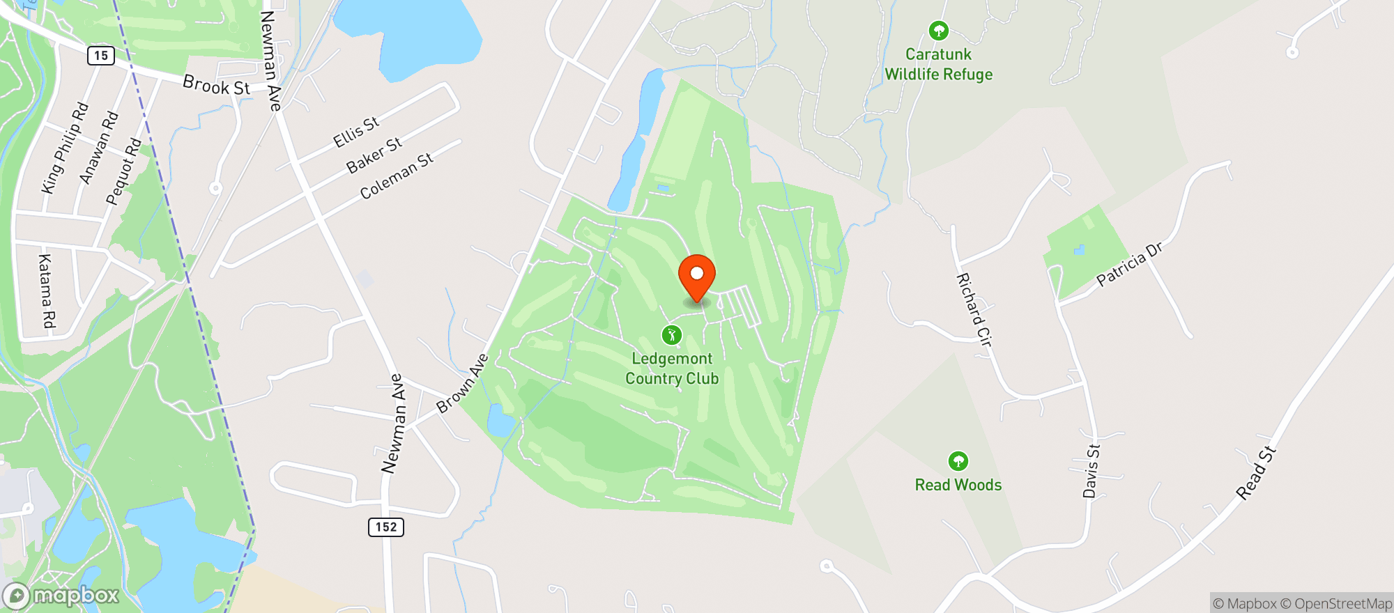 Map showing Ledgemont Country Club