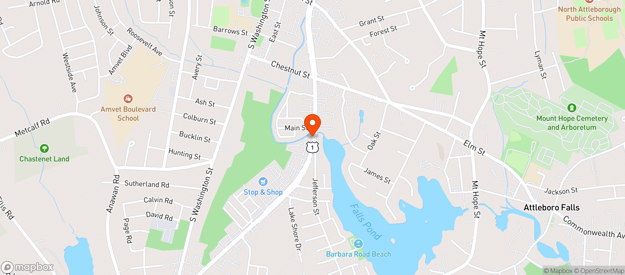 Map showing STOP & SHOP (206 EAST WASHINGTON STREET)