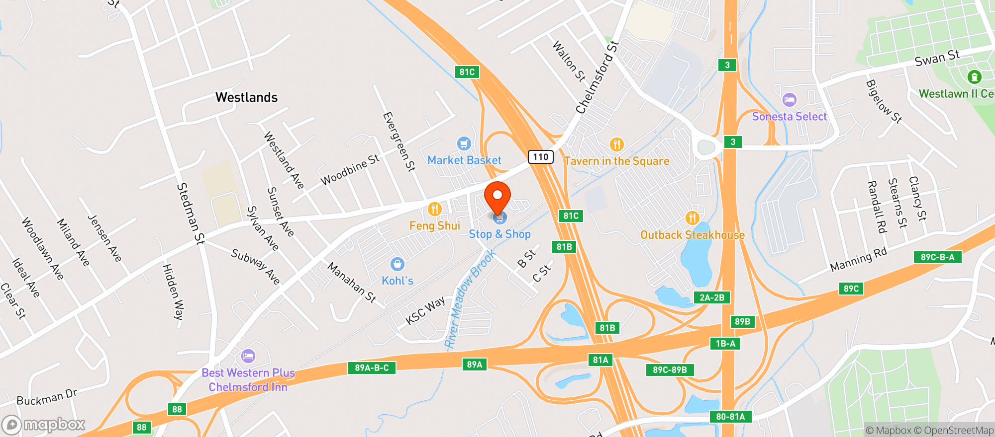Map showing STOP & SHOP (299 CHELMSFORD STREET)