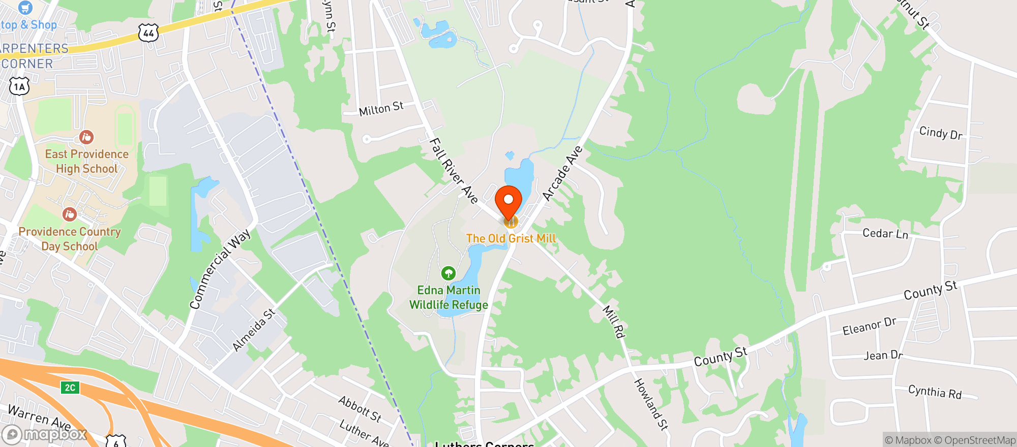 Map showing Old Grist Mill Tavern
