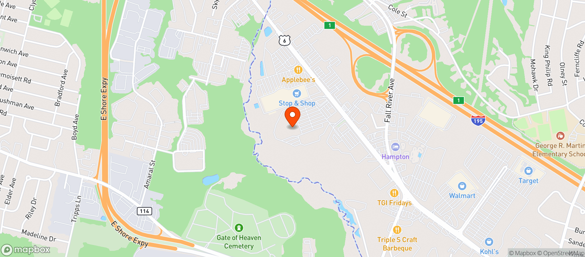 Map showing BJ's #216 Seekonk