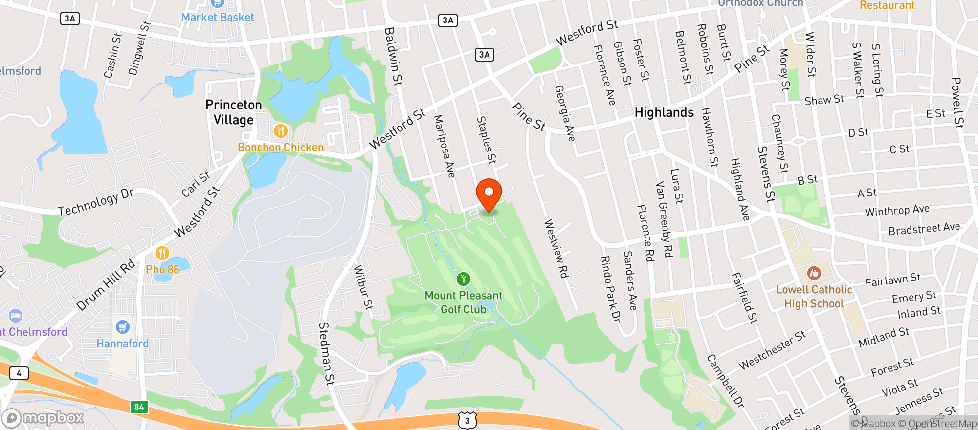 Map showing Mt Pleasant Golf Club