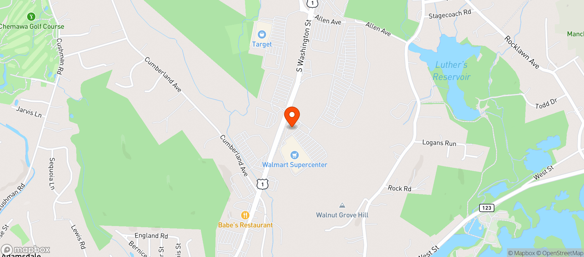 Map showing Vitamin Shoppe - North Attleborough