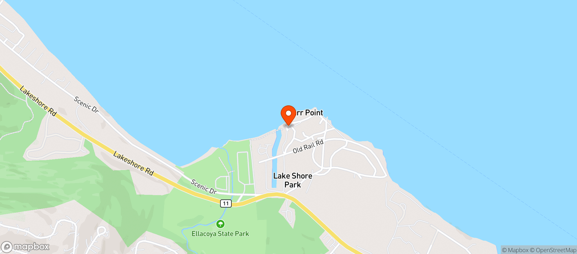 Map showing Ellacoya Barn & Grille