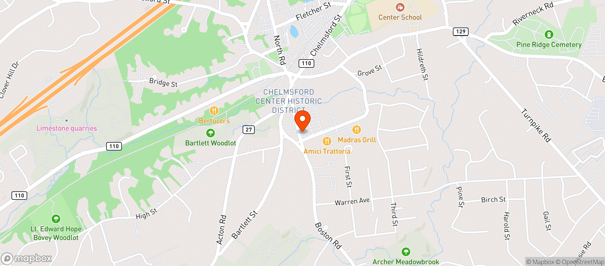 Map showing Max & Leos Artisan Pizza
