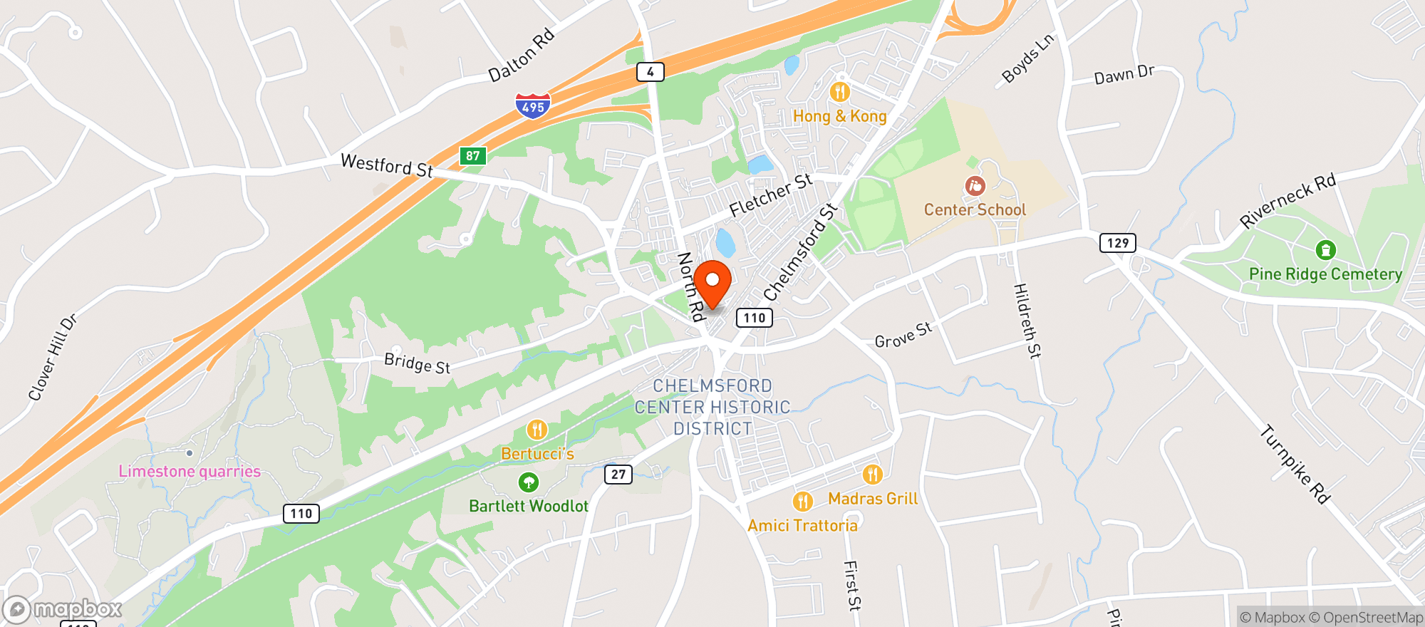 Map showing Chelmsford Center For The Arts