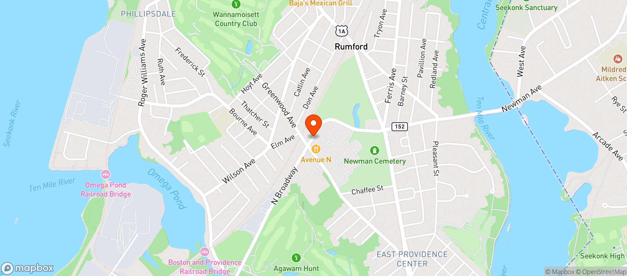 Map showing Avenue N American Kitchen
