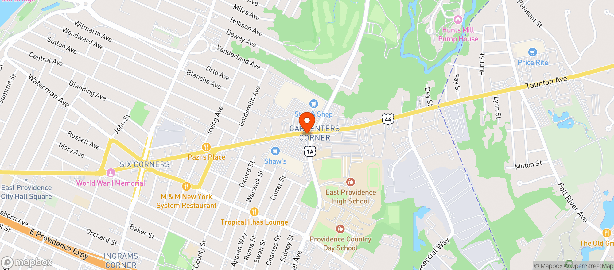 Map showing Shaws - 03687 - East Providence