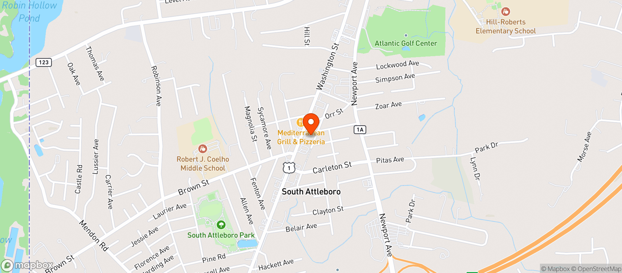 Map showing Yankee Attleboro