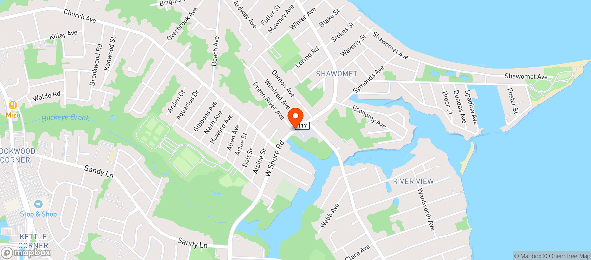 Map showing Conimicut Liquors