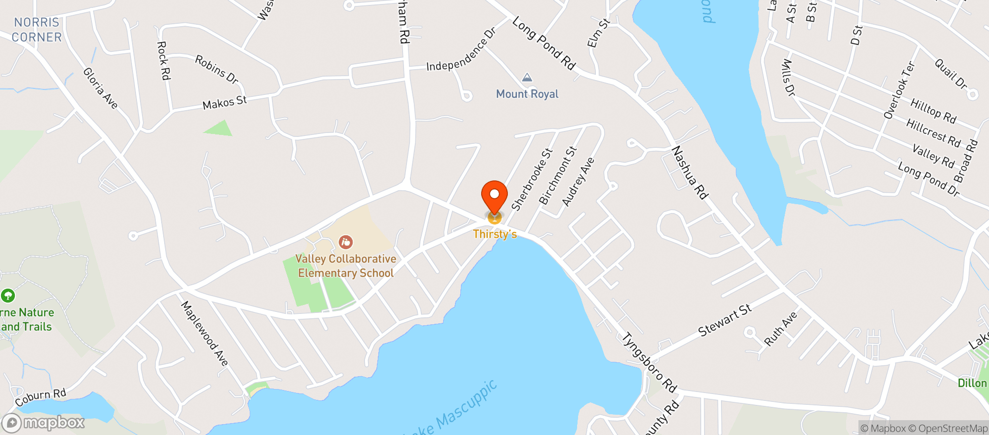 Map showing Thirstys Pub