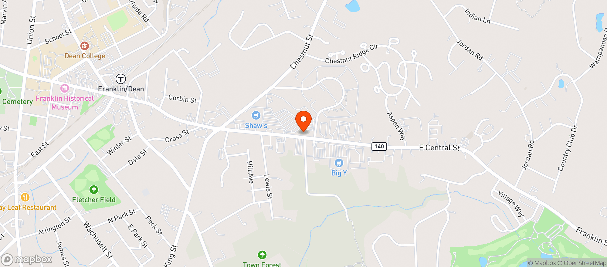 Map showing Franklin Liquors