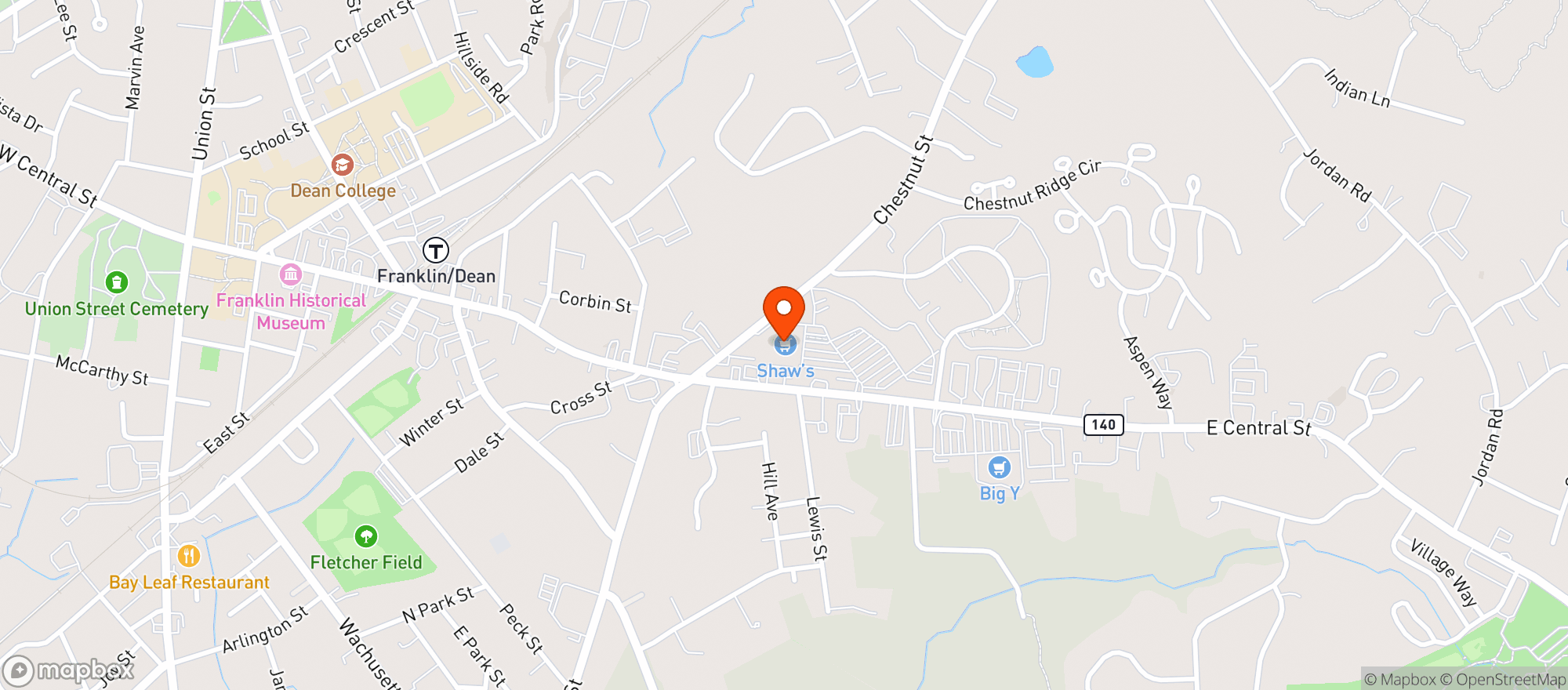 Map showing Shaws Market