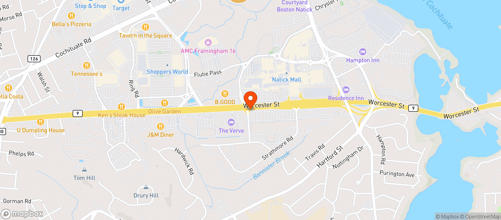 Map showing Mom's Organic Market - Natick