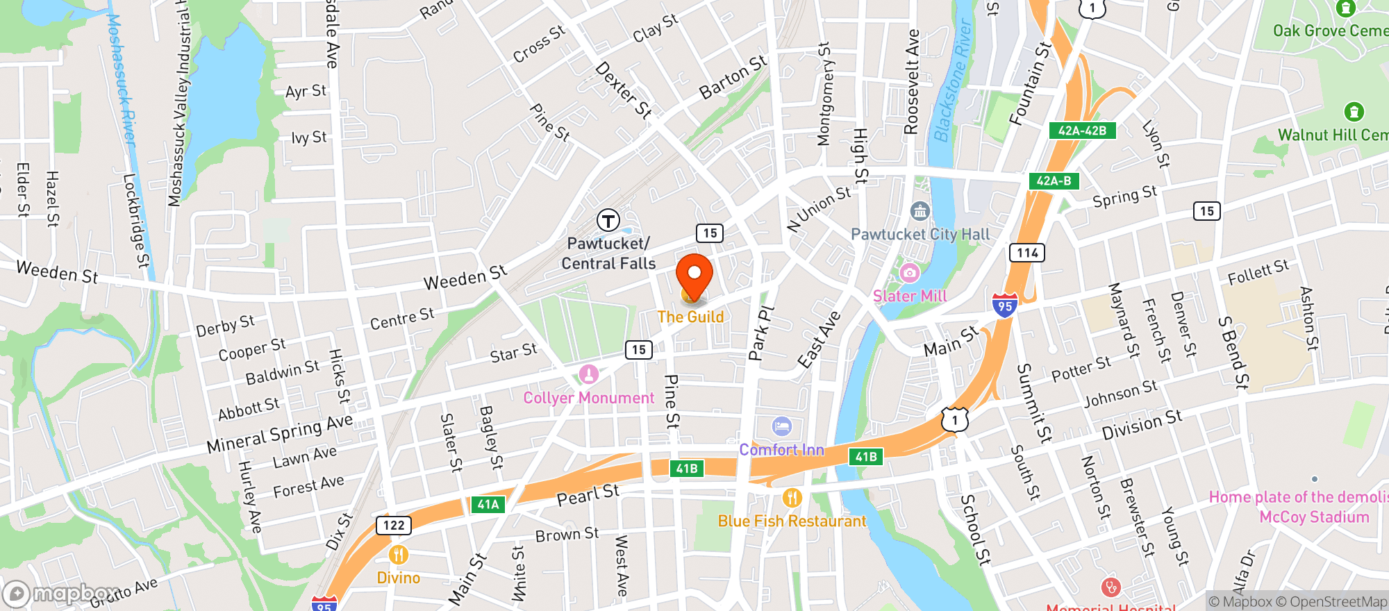Map showing The Guild