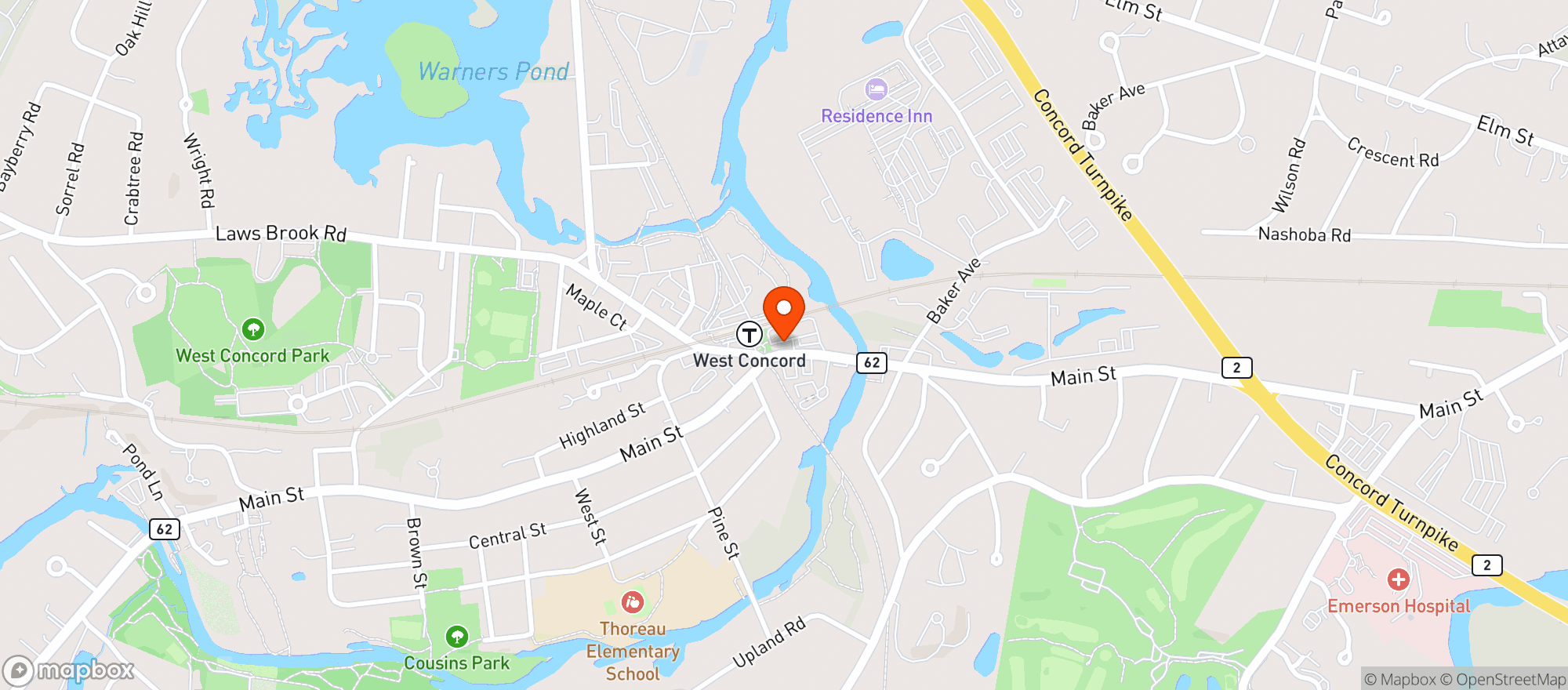 Map showing West Concord Liquor Store
