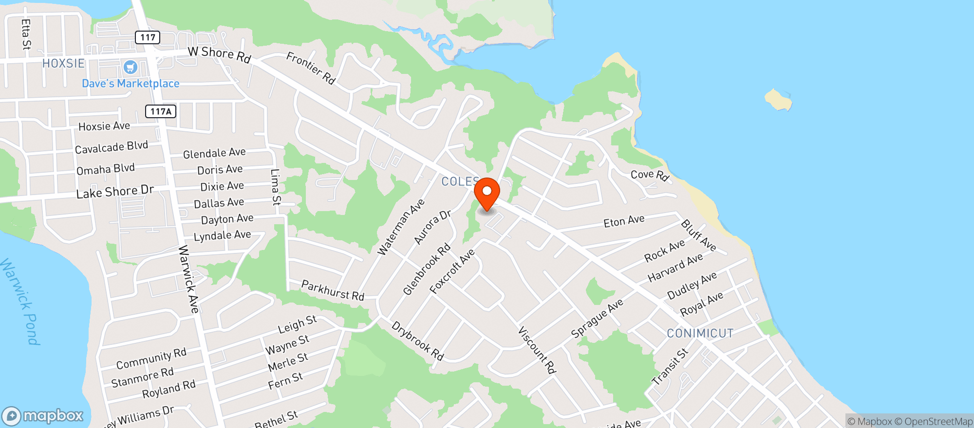 Map showing Warwick Liquors