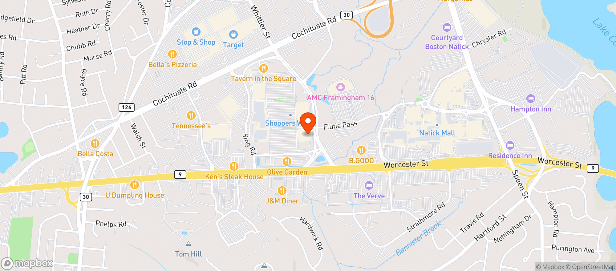 Map showing World Market Framingham