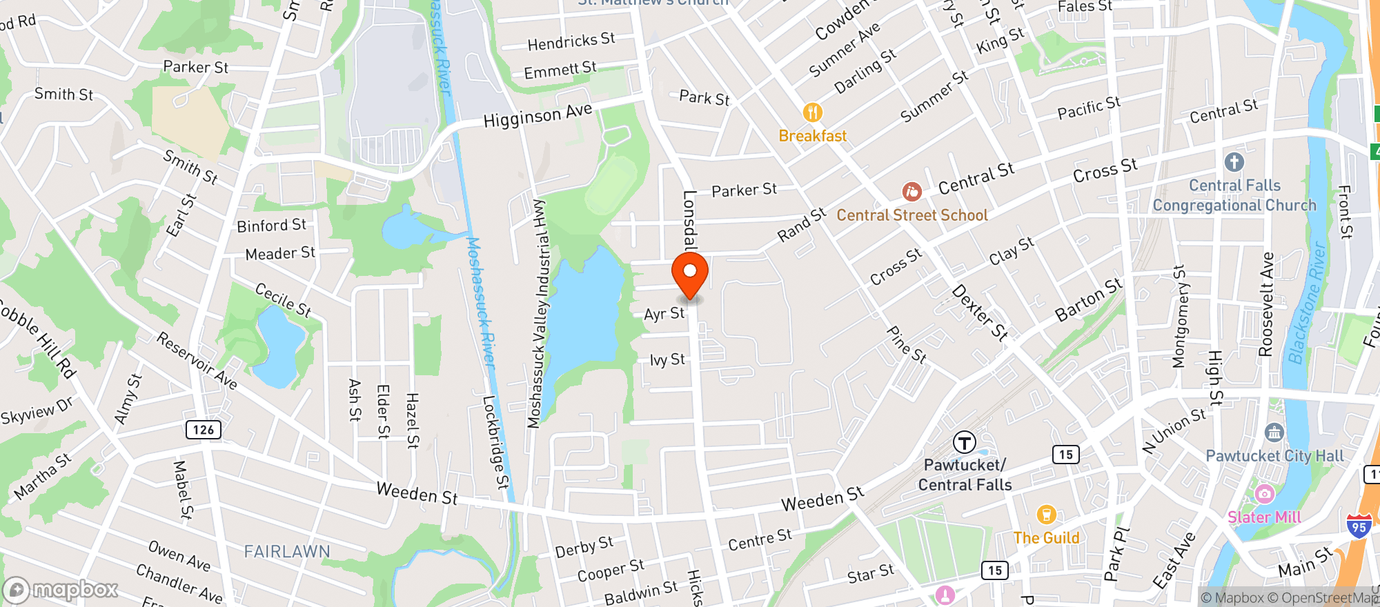 Map showing Splash Snack Bar