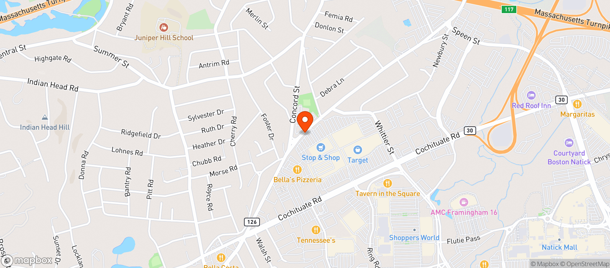 Map showing Stop & Shop - 0003 - Framingham