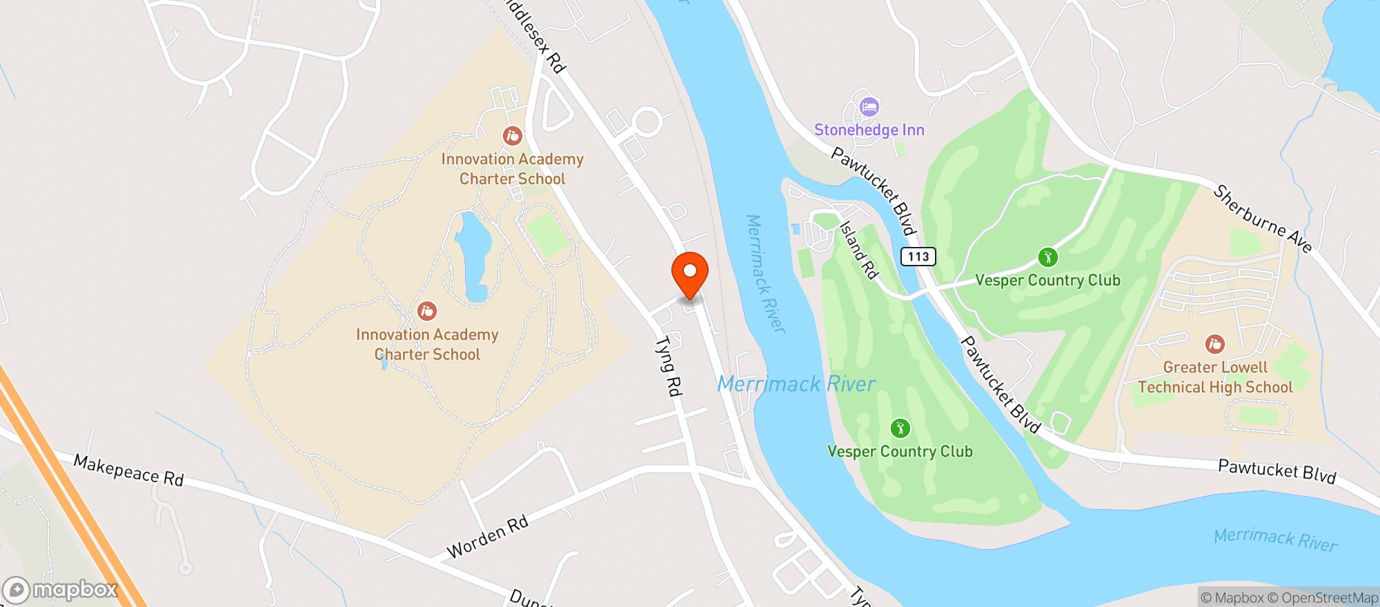 Map showing Tyngsboro Liquors