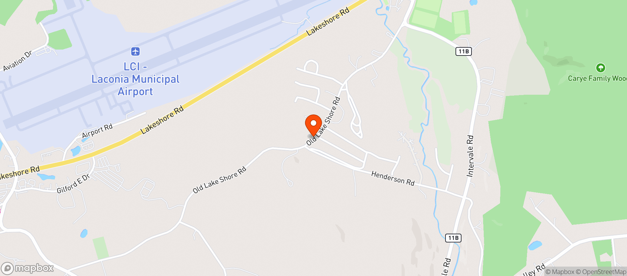 Map showing Gilford Hills Tennis and Fitness