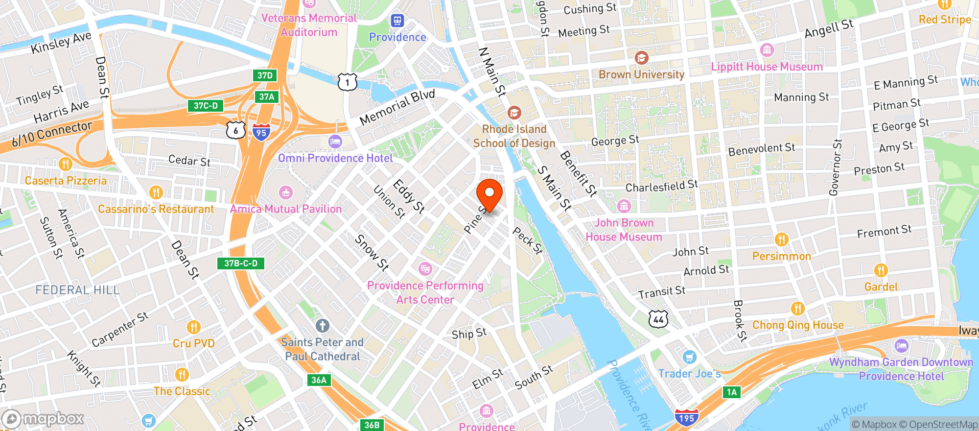 Map showing The Red Door