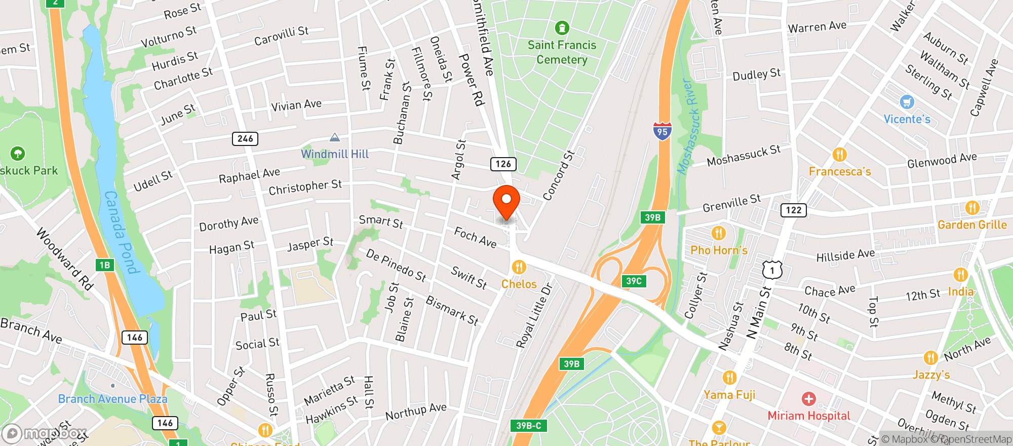 Map showing Liquor Land Providence