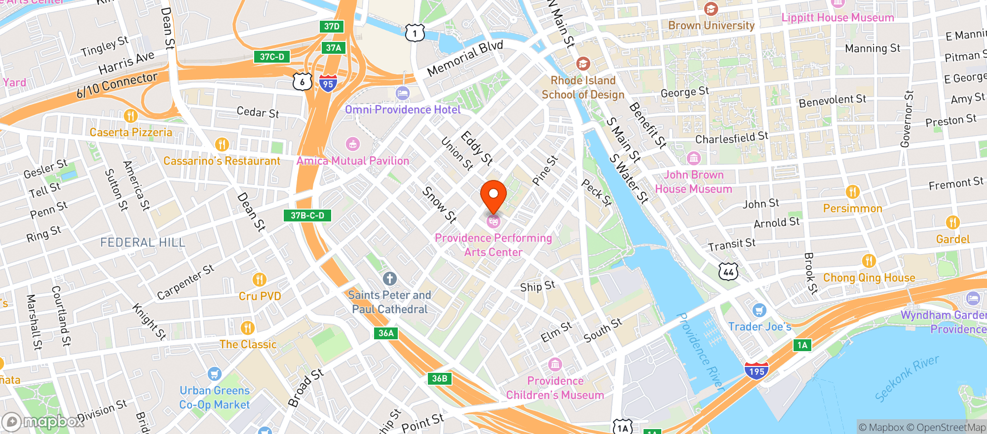 Map showing Providence Performing Arts