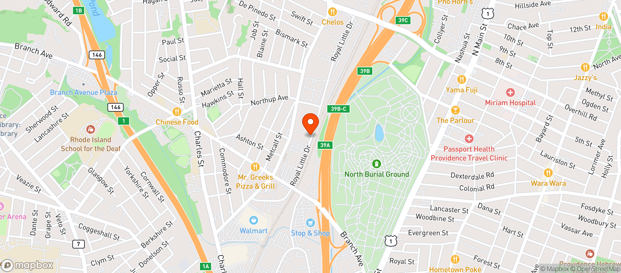 Map showing Door Dash
