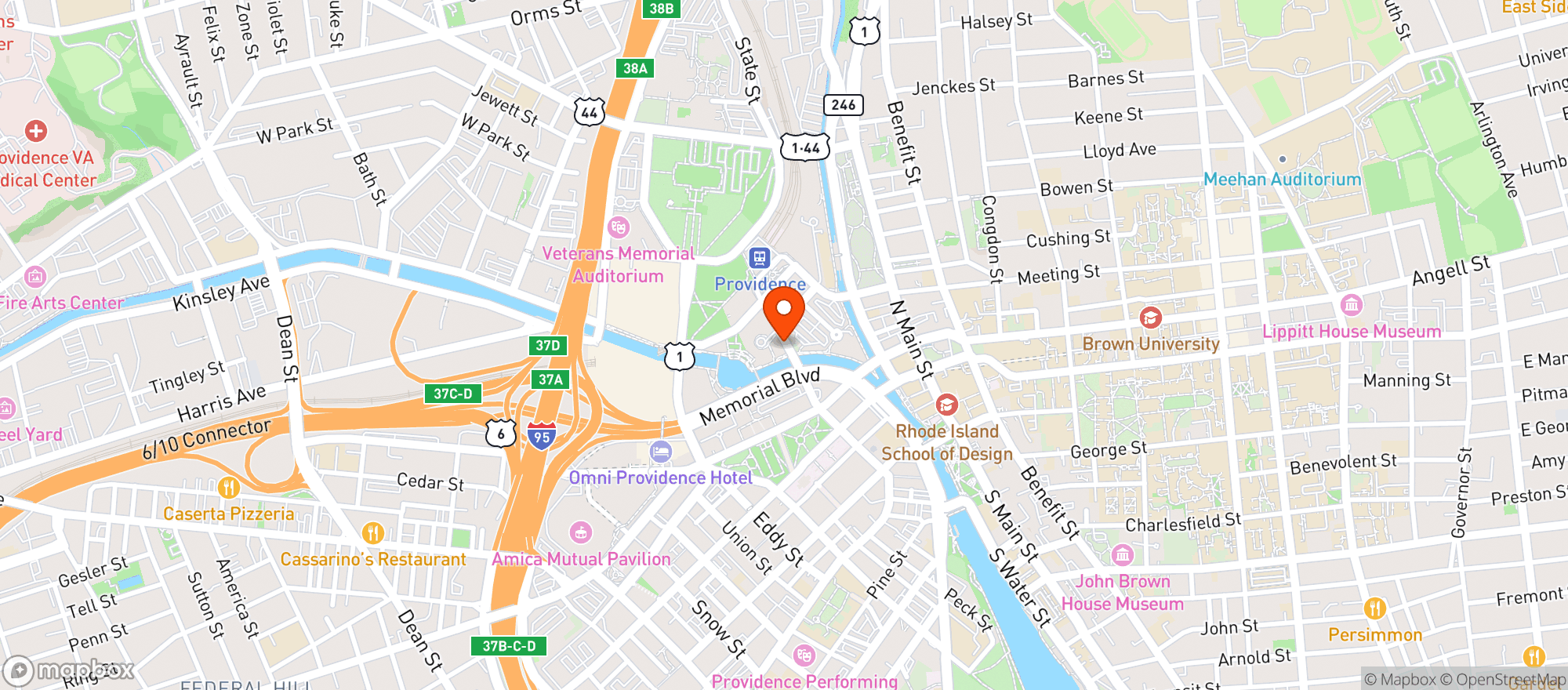 Map showing Jacky S Waterplace & Sushi Bar