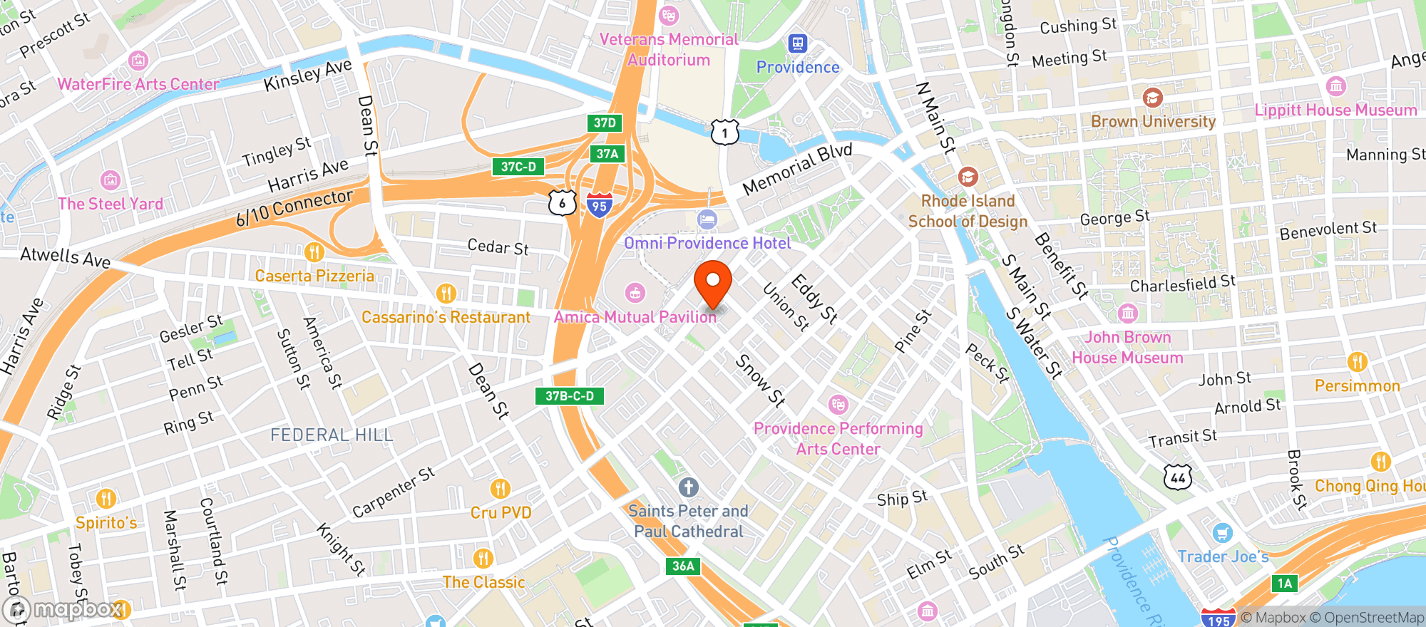 Map showing The Boom Box