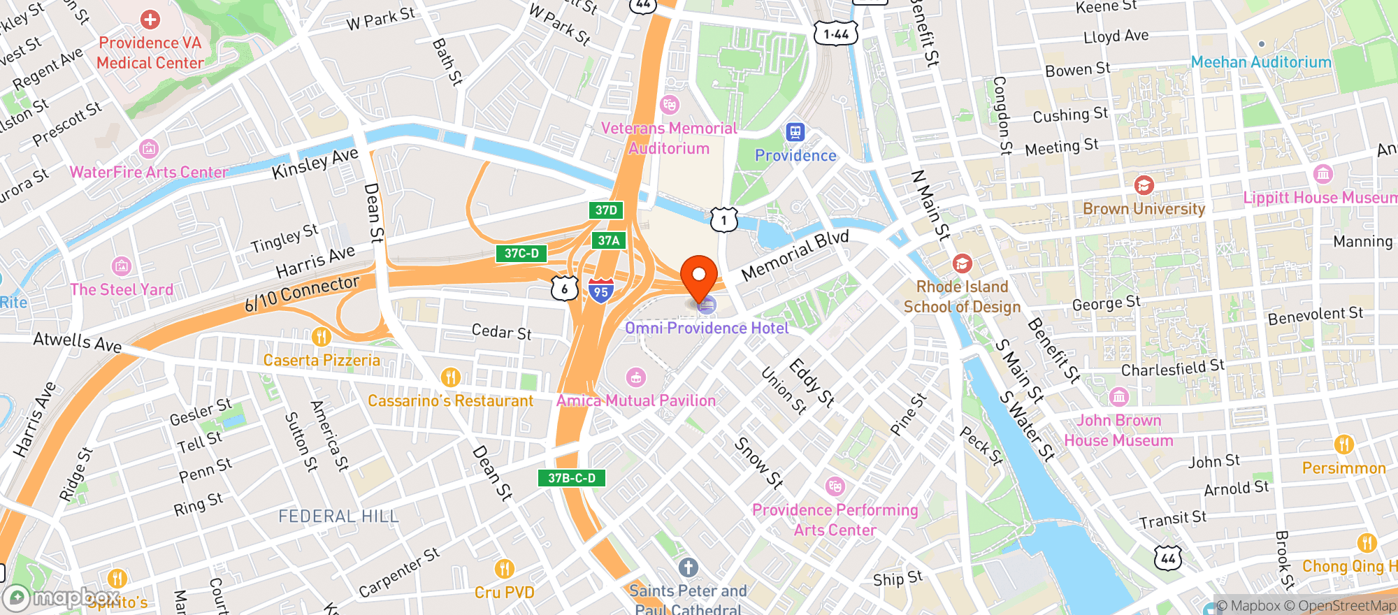 Map showing Omni Hotel