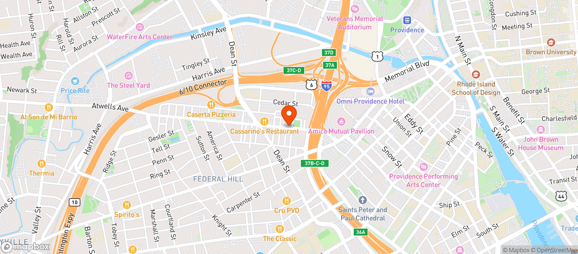 Map showing Federal Hill Wine & Spirits