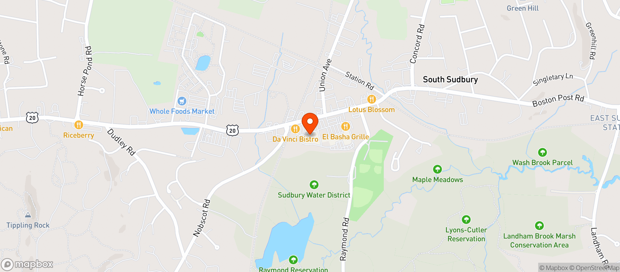 Map showing Sudbury Farms