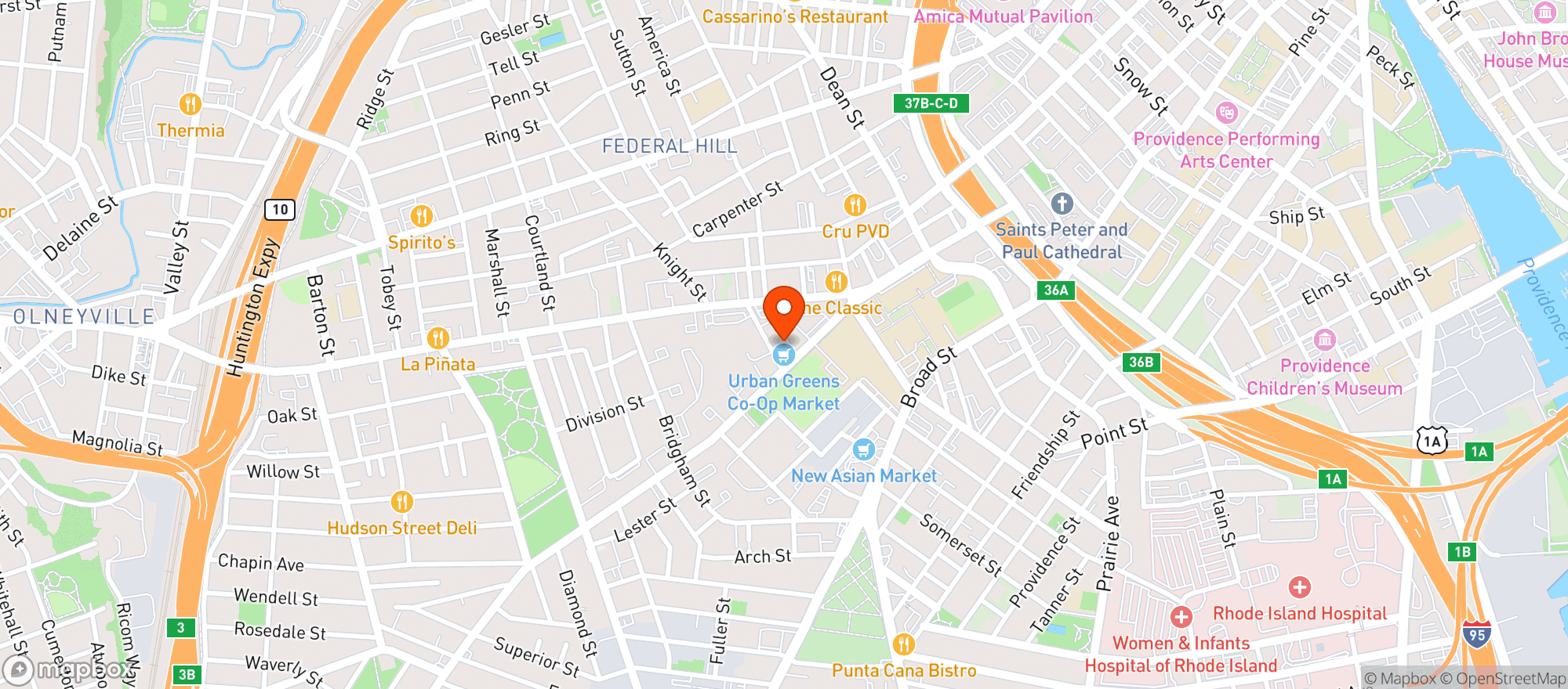 Map showing Urban Greens Coop Market