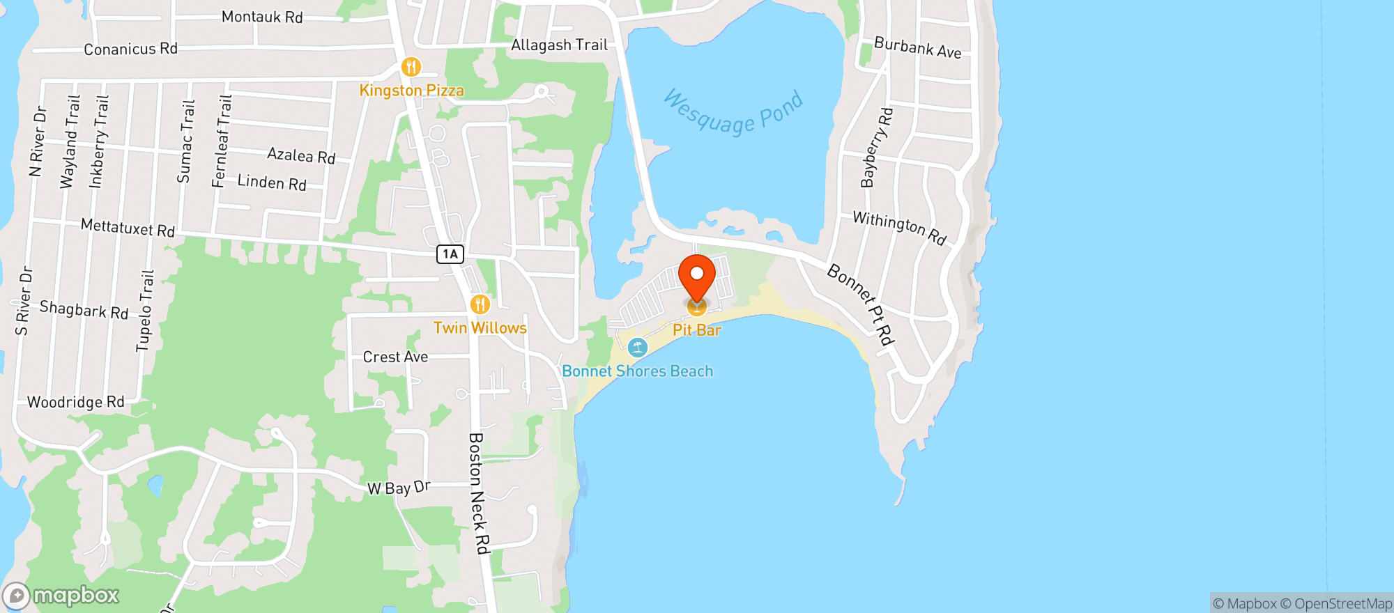 Map showing Bonnet Shores Beach Club