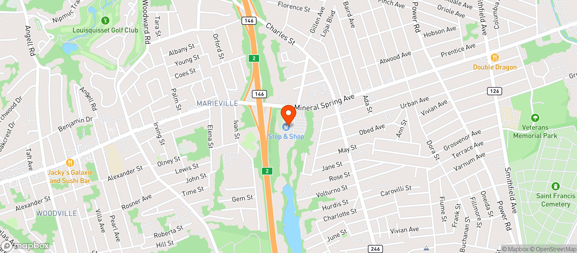 Map showing Stop & Shop - 0724 - North Providence
