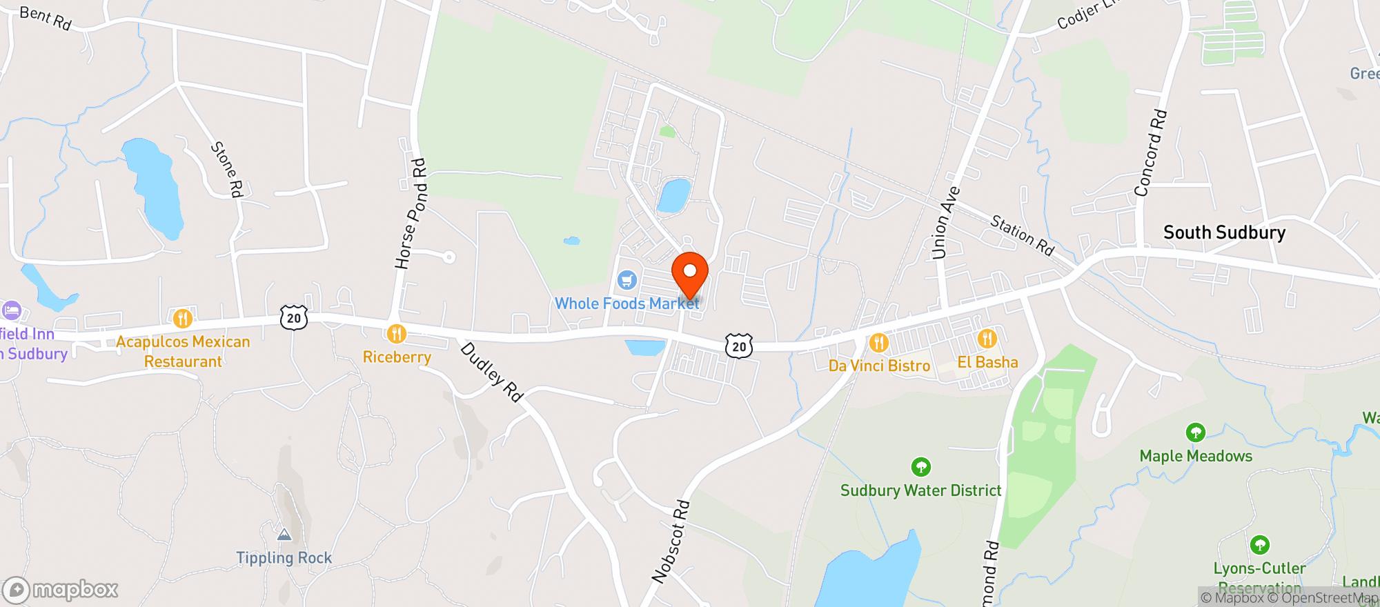 Map showing Oak Barrel Tavern