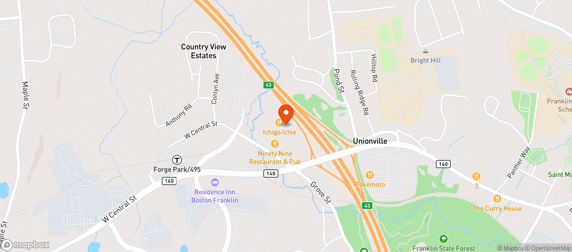 Map showing Pour Richard's Wine and Spirits